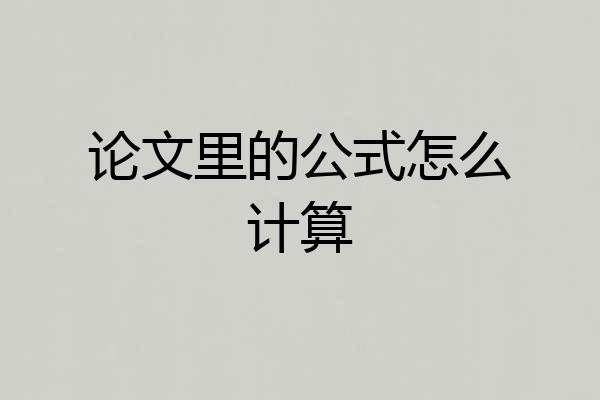 论文里的公式怎么计算
