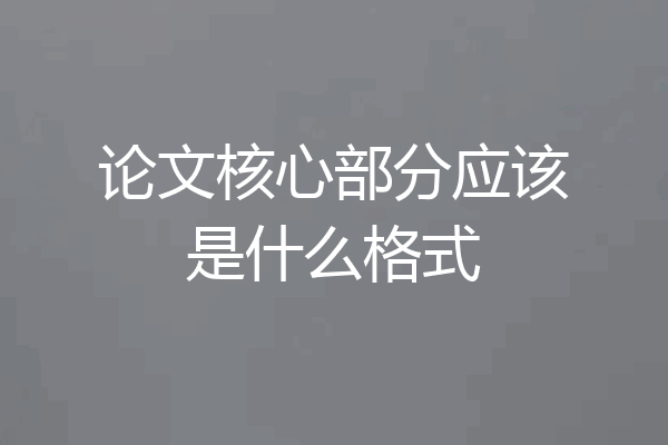 论文核心部分应该是什么格式
