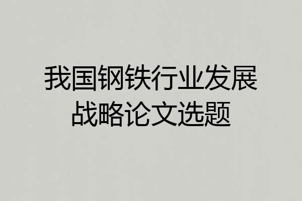 我国钢铁行业发展战略论文选题