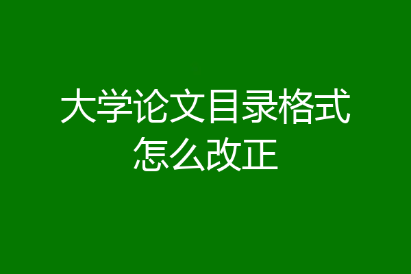 大学论文目录格式怎么改正