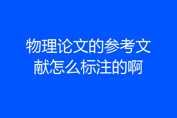 物理论文的参考文献怎么标注的啊
