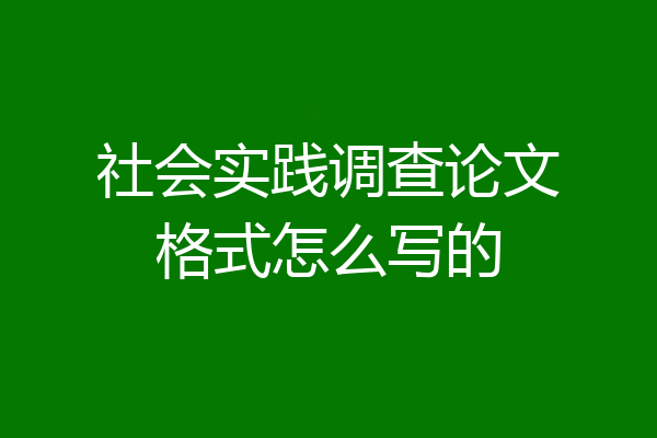 社会实践调查论文格式怎么写的