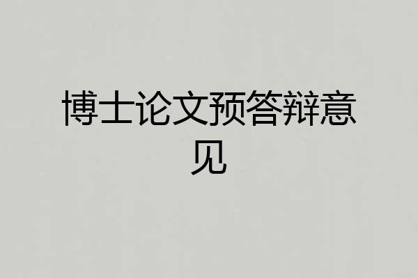 博士论文预答辩意见