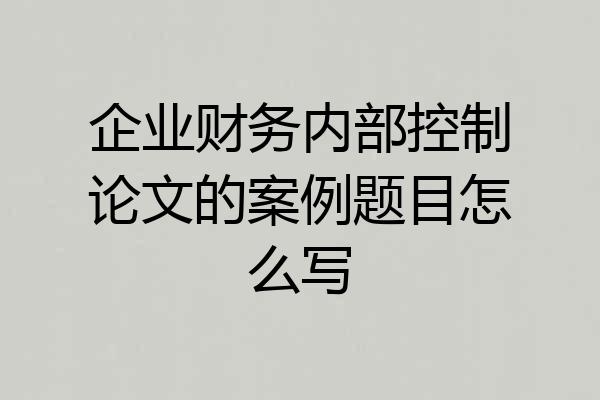 企业财务内部控制论文的案例题目怎么写
