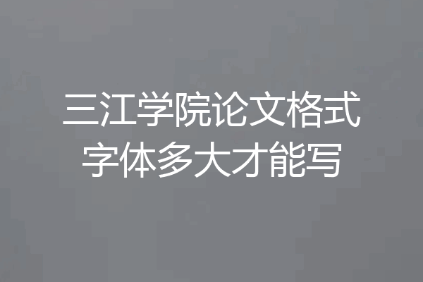 三江学院论文格式字体多大才能写