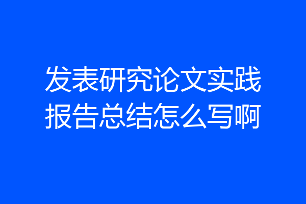 发表研究论文实践报告总结怎么写啊