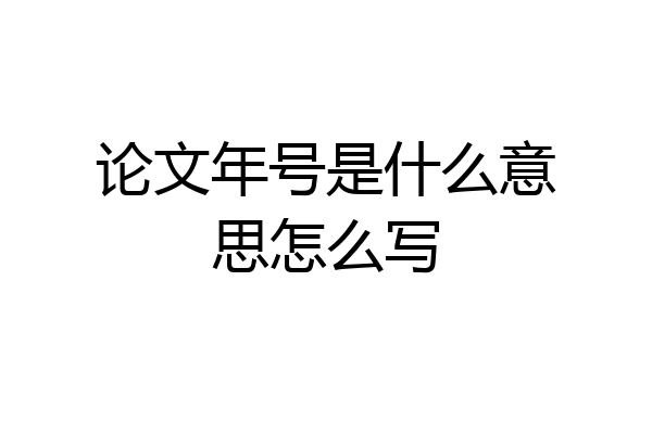 论文年号是什么意思怎么写
