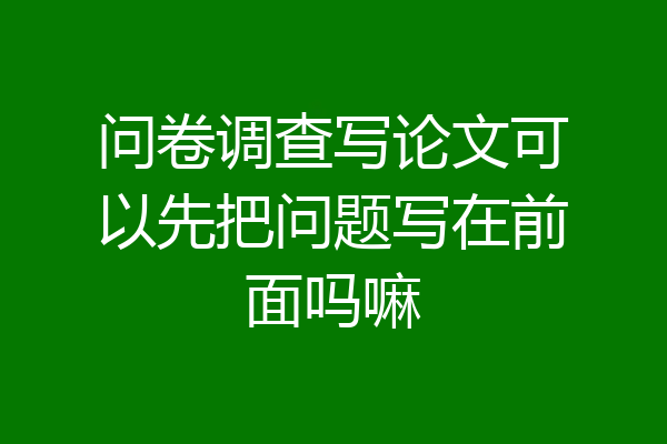 问卷调查写论文可以先把问题写在前面吗嘛