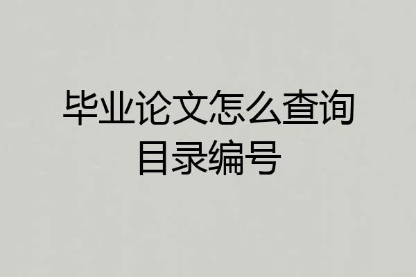 毕业论文怎么查询目录编号