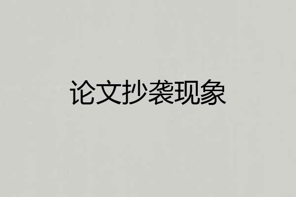 论文抄袭现象