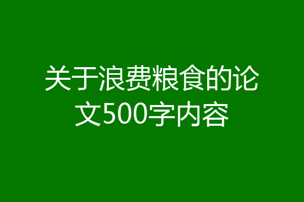关于浪费粮食的论文500字内容