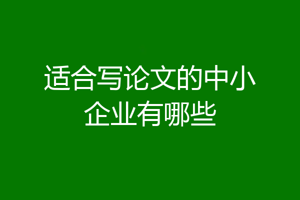 适合写论文的中小企业有哪些