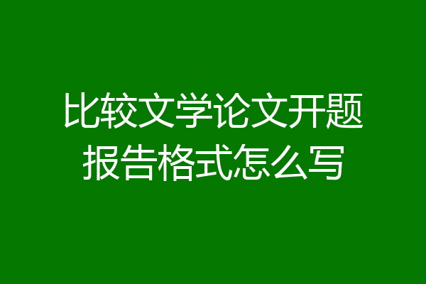 比较文学论文开题报告格式怎么写