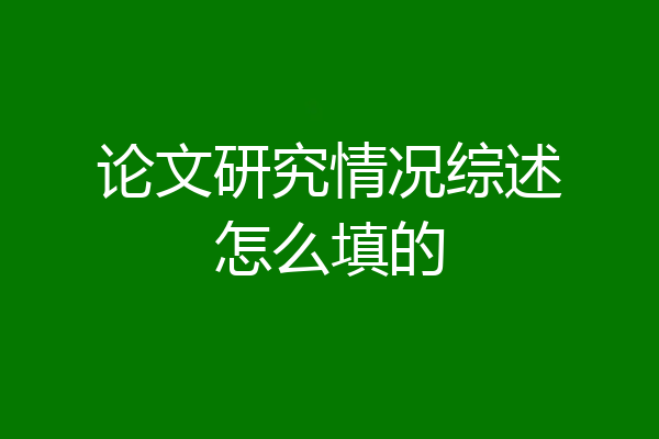 论文研究情况综述怎么填的