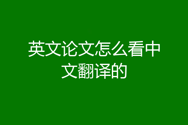 英文论文怎么看中文翻译的