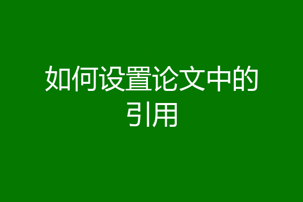 如何设置论文中的引用