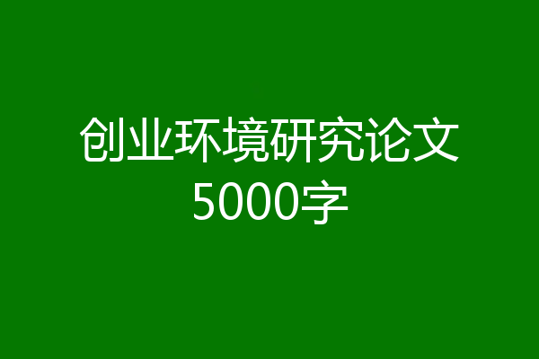 创业环境研究论文5000字