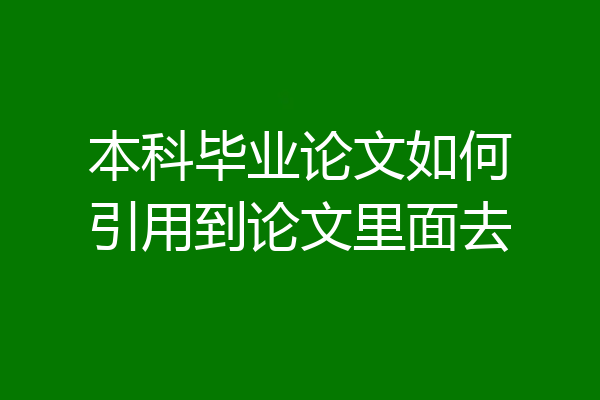本科毕业论文如何引用到论文里面去