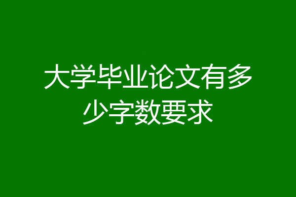 大学毕业论文有多少字数要求