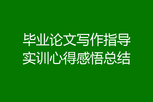 毕业论文写作指导实训心得感悟总结