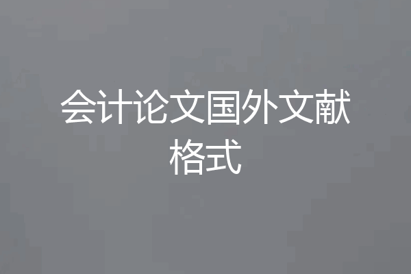 会计论文国外文献格式