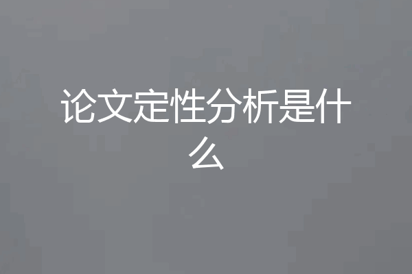 论文定性分析是什么