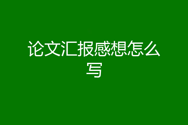 论文汇报感想怎么写