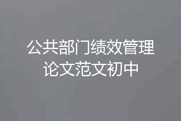 公共部门绩效管理论文范文初中