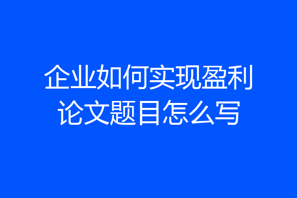 企业如何实现盈利论文题目怎么写