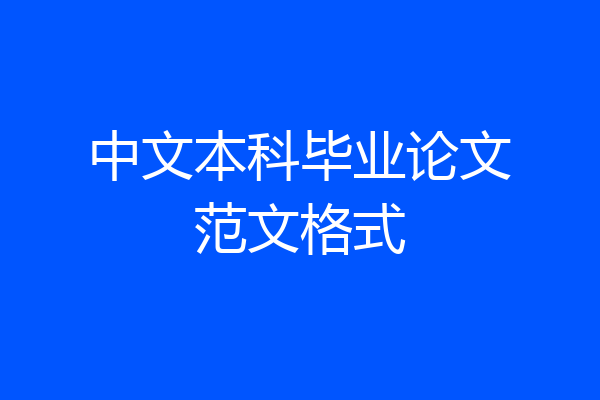中文本科毕业论文范文格式