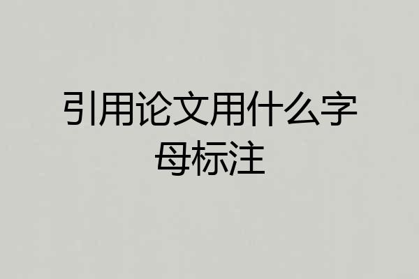 引用论文用什么字母标注