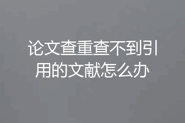 论文查重查不到引用的文献怎么办