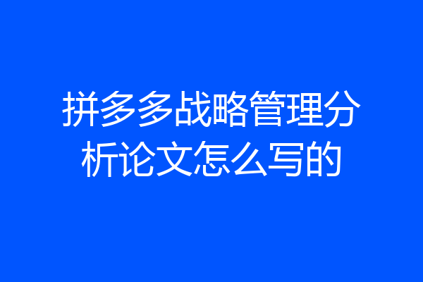 拼多多战略管理分析论文怎么写的