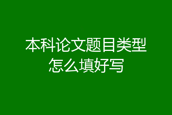 本科论文题目类型怎么填好写