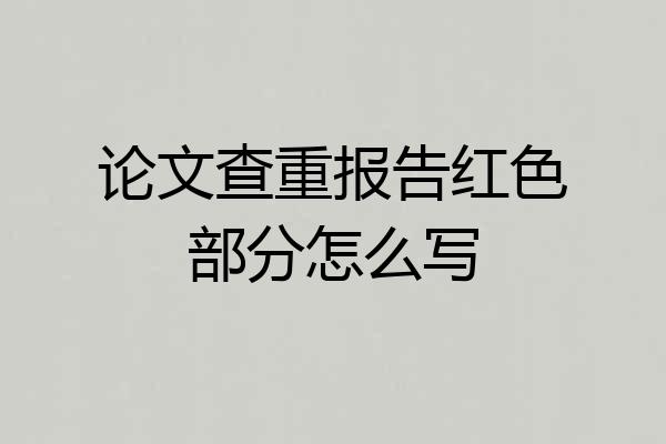 论文查重报告红色部分怎么写