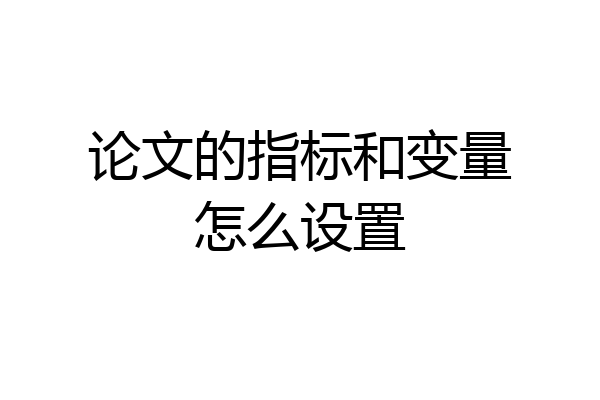 论文的指标和变量怎么设置