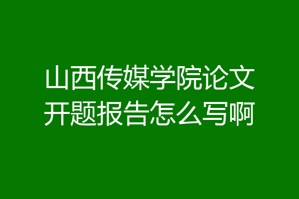 山西传媒学院论文开题报告怎么写啊