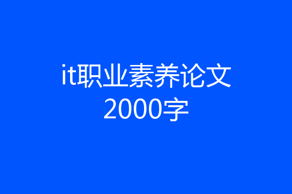 it职业素养论文2000字