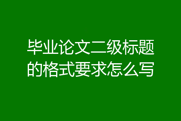 毕业论文二级标题的格式要求怎么写