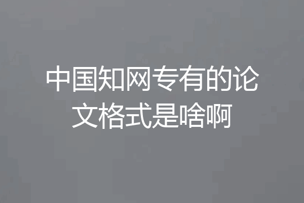 中国知网专有的论文格式是啥啊