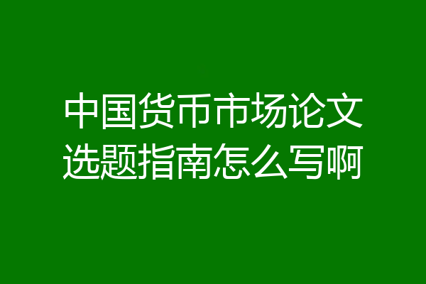 中国货币市场论文选题指南怎么写啊