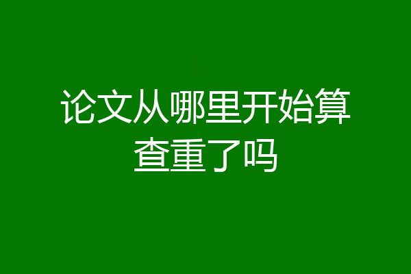 论文从哪里开始算查重了吗