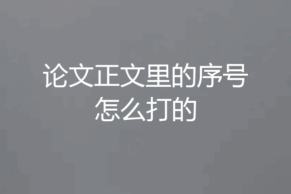 论文正文里的序号怎么打的