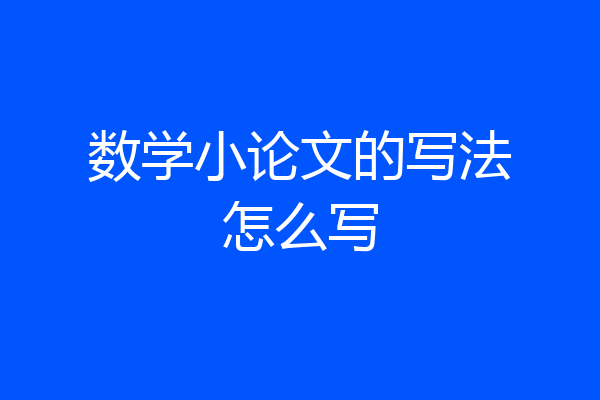 数学小论文的写法怎么写