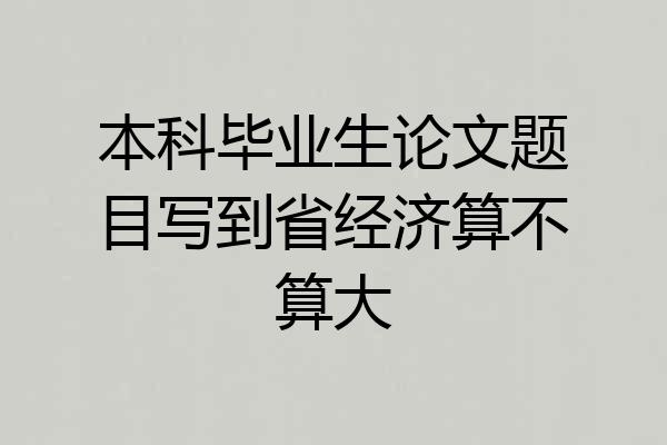 本科毕业生论文题目写到省经济算不算大