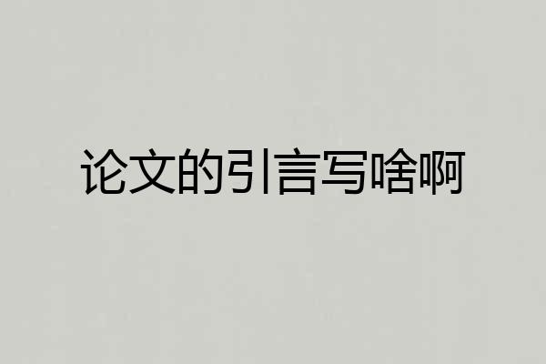 论文的引言写啥啊