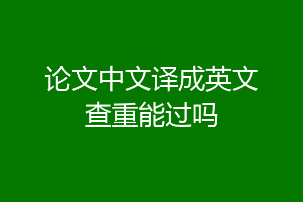 论文中文译成英文查重能过吗