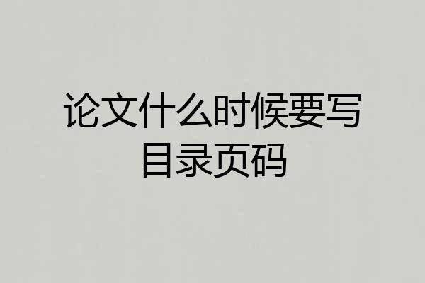 论文什么时候要写目录页码