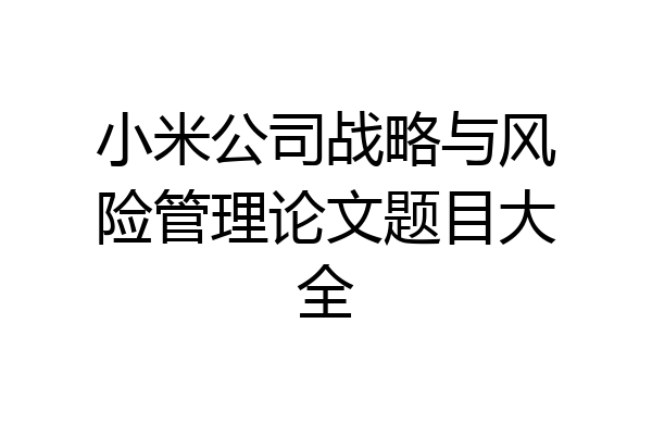 小米公司战略与风险管理论文题目大全