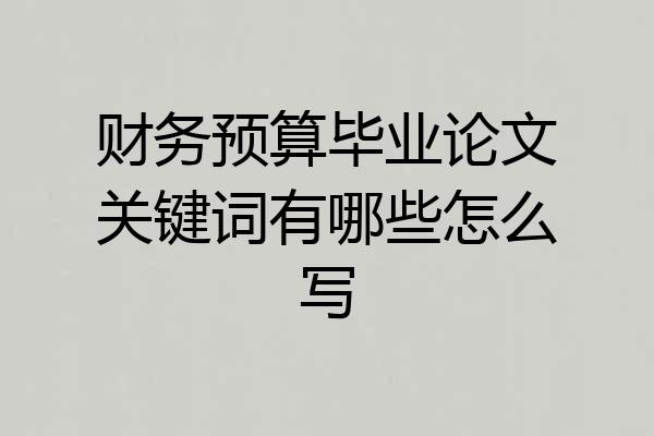 财务预算毕业论文关键词有哪些怎么写